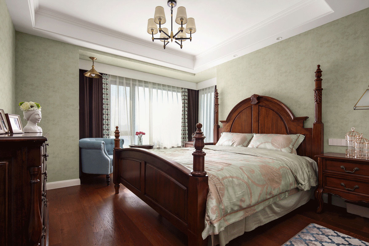 最流行的美式装修风格样板间卧室效果图